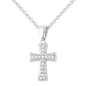 0.06ct Round Cut Diamond Cross Charm Crucifix Pendant Necklace in 14k ...
