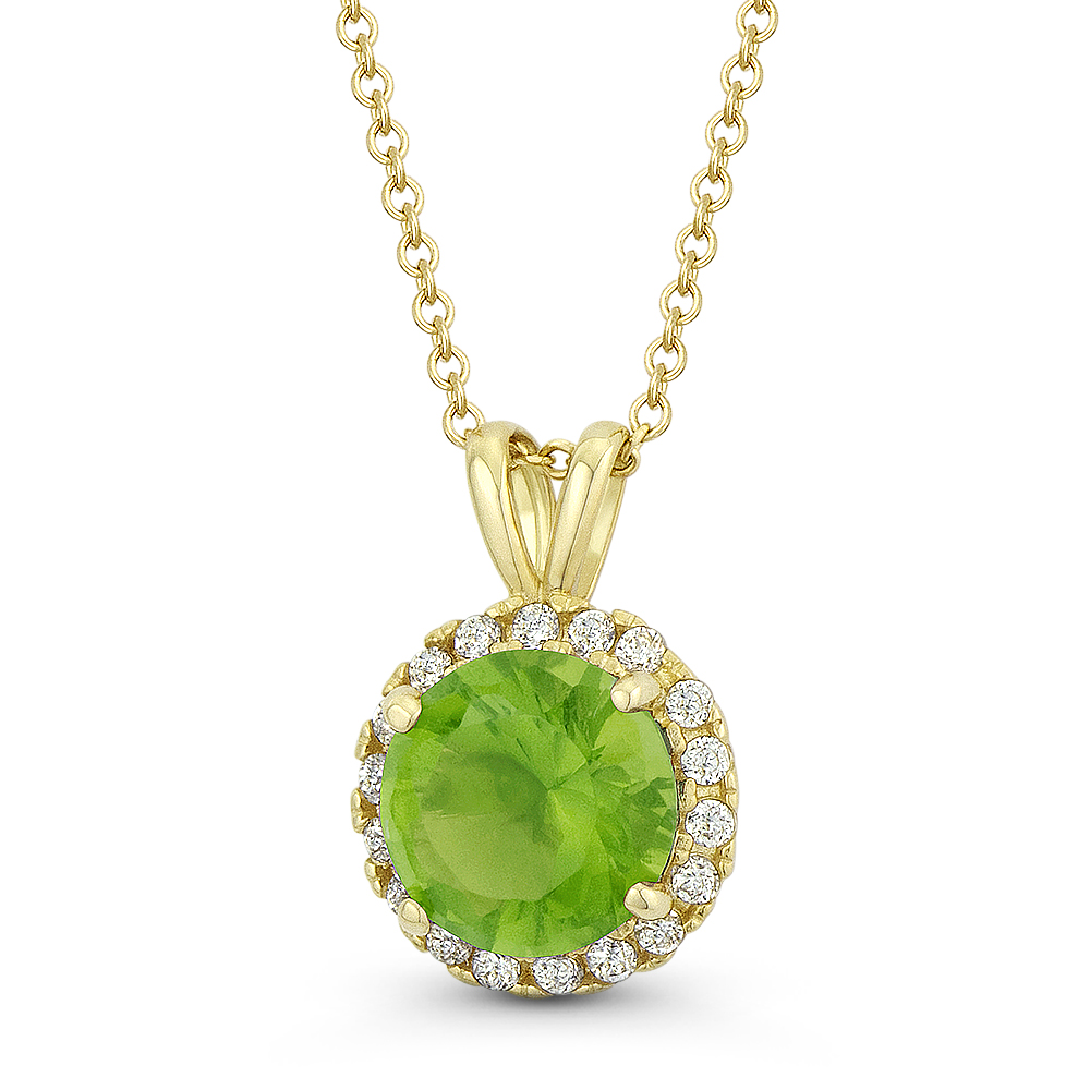 Details about   Faux Peridot Green & Clear Round Cut CZ Crystal 14k Yellow Gold 12mmx8mm Pendant