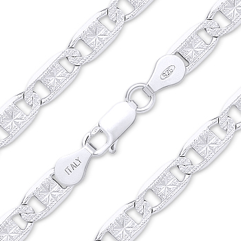 3mm 925 Sterling Silver Rhodium Plated Valentino Link Italian Chain Necklace