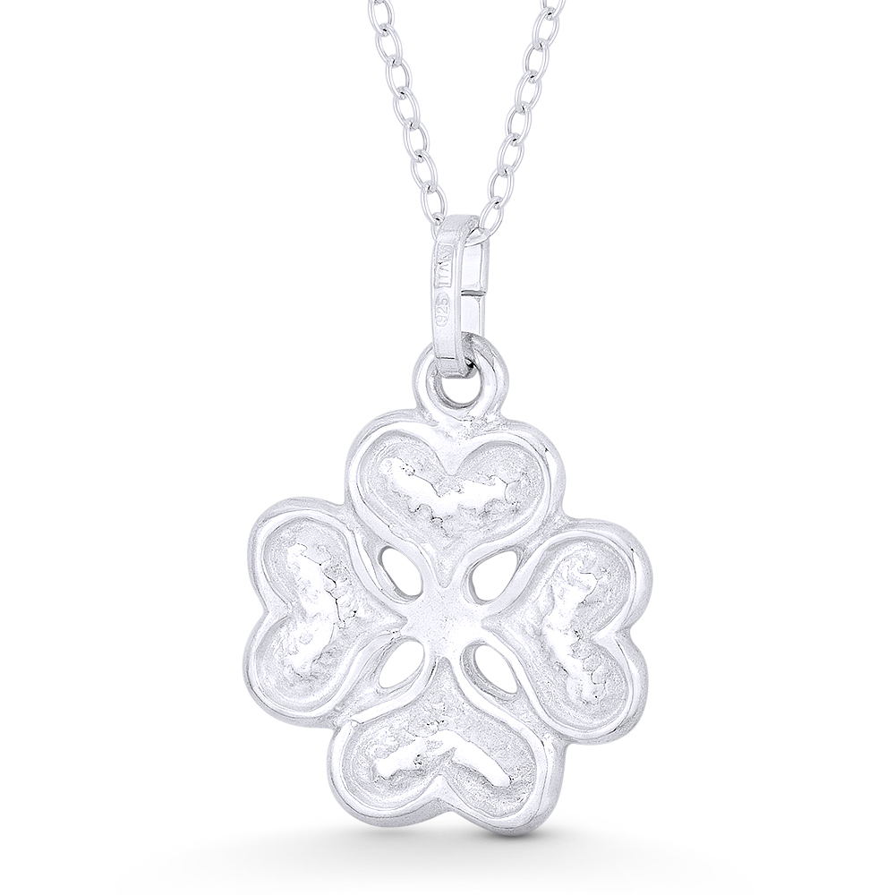 Cubic Zirconia Clover Leaf .925 Sterling Silver Pendant