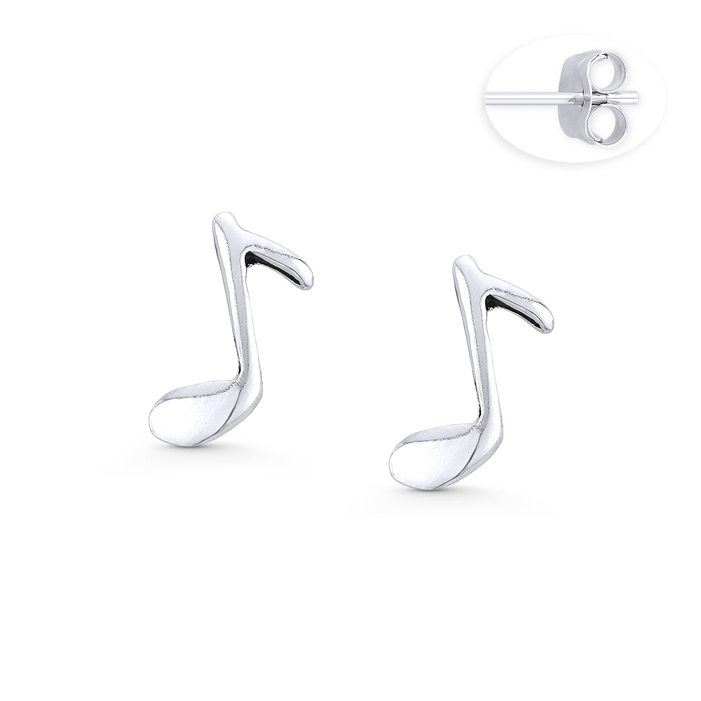 Single Note Musician Music Charm Stud Earrings in Oxidized .925 Sterling  Silver | eBay, image size:1000x1000